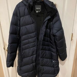 Marmot Montreal Womens XXL 700 Down Fill Coat Jacket Navy Hood Puffer